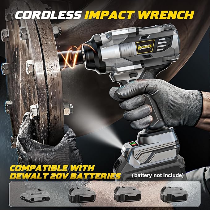 DIYtoolifz Cordless Impact Wrench 1/2 inch Compatible with DeWalt 20v Battery, 1000Ft-lbs(1360N.m) High Torque Impact Driver with 4-Modes, LED Light, Electric Impact Gun for Car/Truck/Mower(Bare Tool)