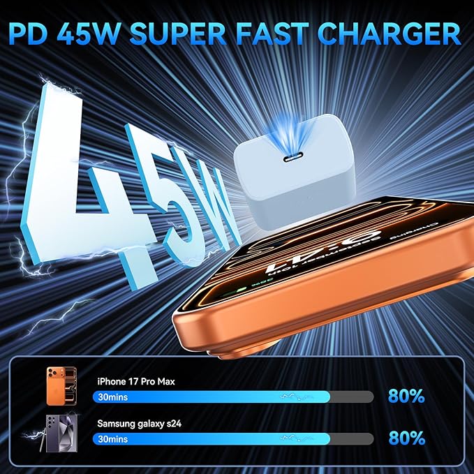 17 16 Pro Max Charger Fast Charging, 45W Super Fast USB C Charger Block with 10FT Long Charging Cord for Phones 17 16 Pro Max/1716 Pro/17 16 15, Android-Blue