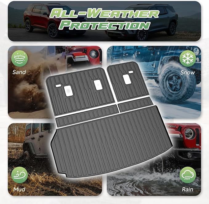 Cartist Cargo Mat & Backrest Mat Fits for Chevy Traverse 2024-2026 & GMC Acadia 2024-2026 & Buick Enclave 2025-2026 (7/8 Seats) All Weather TPE Trunk mat for Traverse/Acadia/Enclave Car Accessories