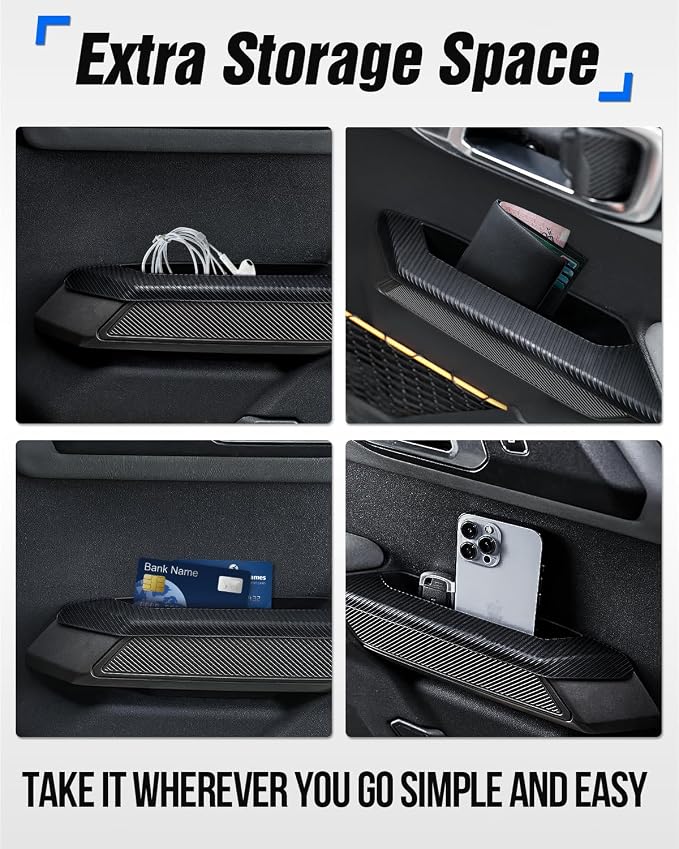 ROADER Bronco Door Handle Storage Box Compatible with Ford Bronco 2021-2025 Accessories 4 Door, Silicone Front & Rear Door Grab Handle Pocket Storage Side Organizer Container, 4PCS - Black