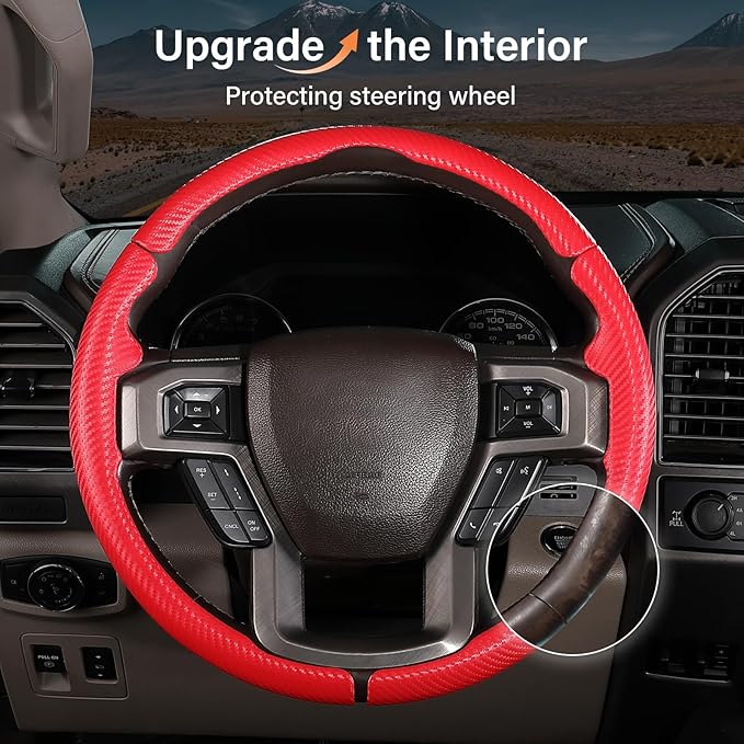 Steering Wheel Cover for Ford F150 2015-2020/F250 2017-2021/F350 2017-2021/F450 2017-2021/F550 2017-2021/Ford Expedition 2018-2021 Custom-fit Car Steering Wheel Cover for Ford Steering Wheel Protector