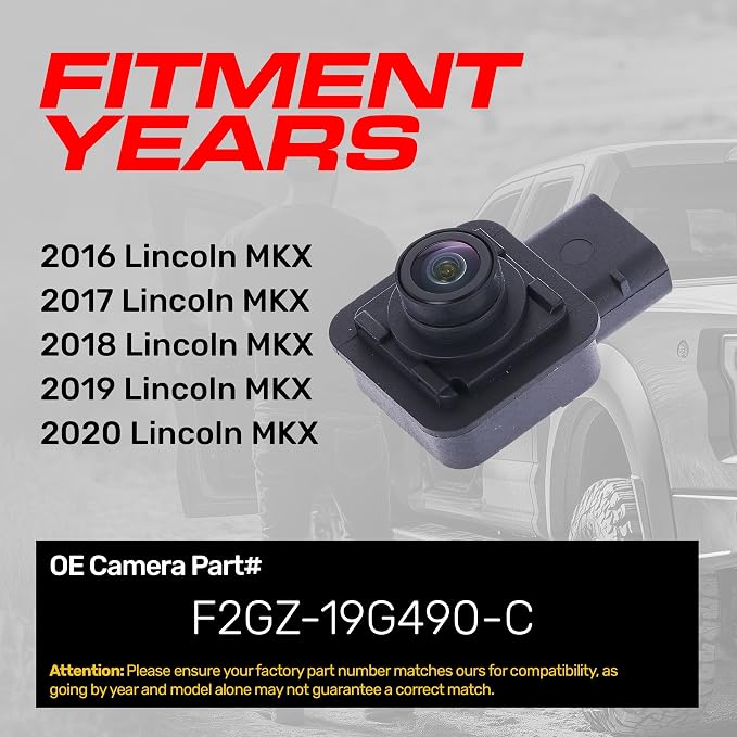Master Tailgaters Replacement for Lincoln MKX (2016-2020) Rear View Backup Camera OE Part # F2GZ-19G490-C