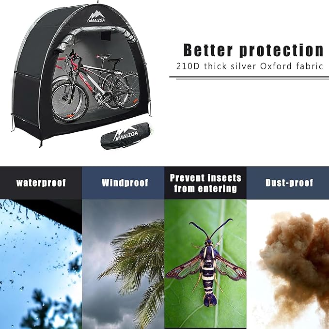 Bike Cover Storage Tent, Outdoor Portable Storage Tent, 210D Oxford Fabric PU4000 Waterproof for 2-3 Bikes, Suitable for Storing Bicycles,Motorcycles,Garden Tools,Lawn Mower,Various Tools