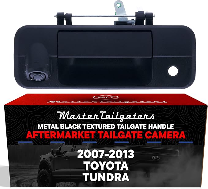 Master Tailgaters Black Metal Tailgate Handle with Backup Camera Replacement for Toyota Tundra (2007-2013) | IP68 Waterproof | Parking Grid Lines Available | Easy to Install