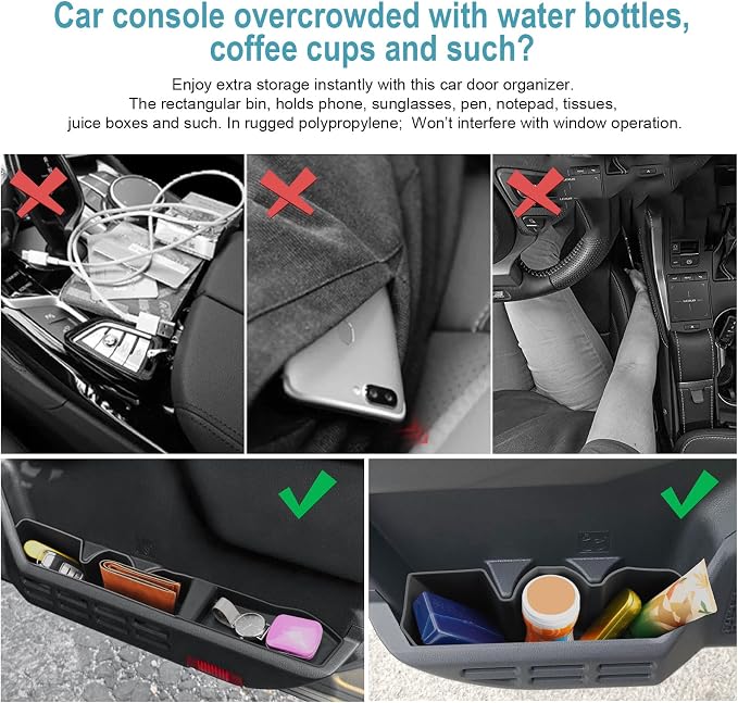 CDEFG 6Pcs for 2025 2026 Toyota Tacoma Side Door Storage Tray Organizer, for 2025-2026 Toyota Tacoma Accessories Front Door & Back Door Handle Pockets Inserts