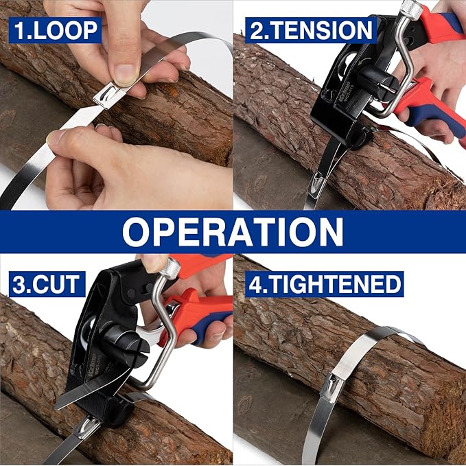 IWISS WCT-319 Stainless Steel Cable Tie Gun for Tensioning, Cutting, Removing Cable Ties up to 3/4'' Width, One Handed Bundling