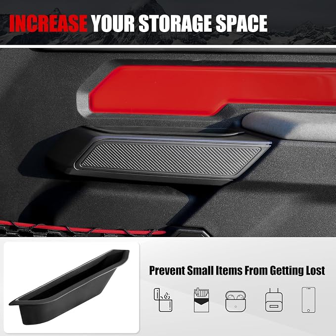 Mabett Storage Organizer Set for Ford Bronco 2025 2026 Accessories (Not for Manual Transmission and Bronco Sport) with Central Control Storage Set, Door Handle Storage Compatible with Ford Bronco