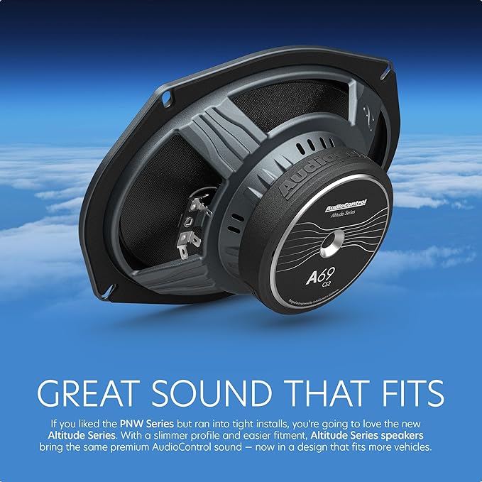 AudioControl Altitude Series 6x9 Component Car Speakers Set (Pair) with 1" Tweeters, 100W RMS, 4 Ohms, Easy Install, Crossover, Compact Midrange Rear/Front Door Speakers for Truck or Car Audio System
