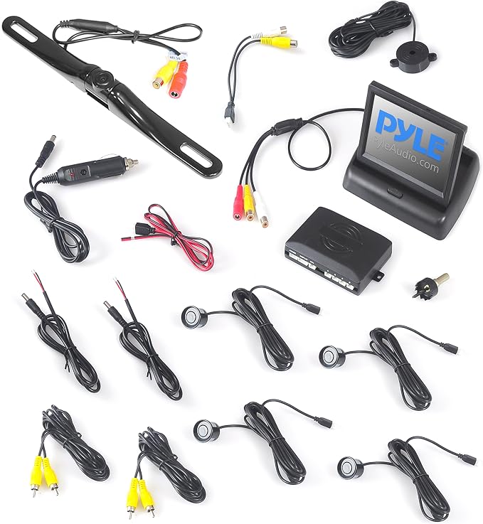 Pyle Upgraded Backup Camera Vehicle Mount, Dash Cam Waterproof, Parking Sensor, Reverse Parking Camera, 4.3'' LCD Panel, Angle Adjustable, Distance Scale Lines, Night Vision Cam, DC12V/RCA
