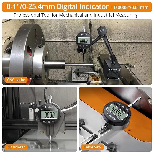 Neoteck Electronic Digital Dial Indicator Gage Gauge 0-1 Inch/25.4 mm Inch/Metric Conversion Auto Off Featured Measuring Tool for 3D Printer Leveling, etc. - Black