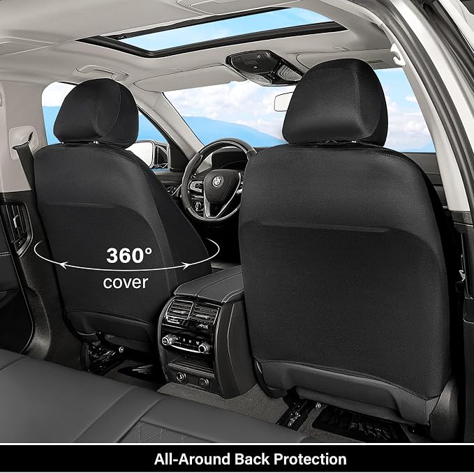Coverado Universal Leather Seat Covers Full Set for 5 Seats – Waterproof, Durable All-Weather Protector for SUV, Pickup Truck, Sedan, Gray