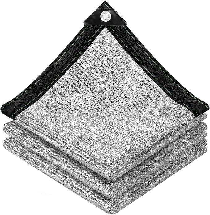 vensovo 85% Aluminum Shade Cloth - Reflective Aluminium Shade Netting Sun Shade Cover with Grommets for Cars, Dogs, Outdoor, RV, Patio (12x16FT)