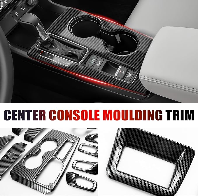 Center Console Moulding Trim for Honda Civic 2022-2026, Steering Wheel Cover Gear Shift Panel Cover (Carbon Fiber Style)