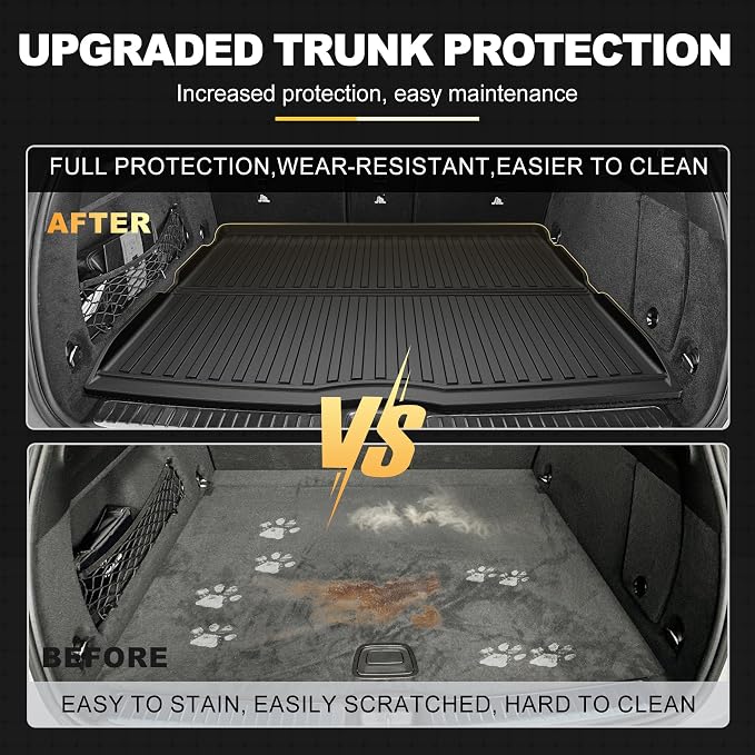 Floor Mats & Cargo Liner for 2020-2026 Mercedes Benz GLE 350/450(Not Coupe) | All Weather TPE Anti-Slip Car Mats Custom Fit for GLE 1st & 2nd Row Set & Trunk Mat
