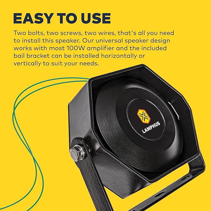 LAMPHUS SoundAlert 100 W Compact Slim Speaker [118-124 dB] [IP66 Waterproof] [Universally Compatible] Air Horn Speaker for Emergency Police Fire Vehicles