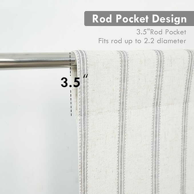DriftAway Farmhouse Double Layer Linen Blackout Tie Up Curtains Thermal Insulated Vertical Striped Fully Lined Balloon Roman Shade Bathroom Window Adjustable Rod Pocket 25 Inch by 47 Inch Gray