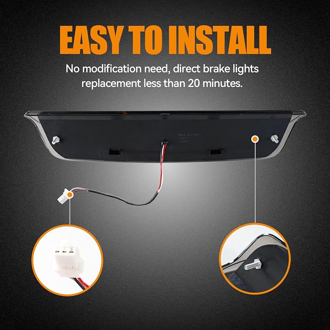 Third 3rd Brake Light LED for 2004-2015 Nissan Titan & 2005-2016 Nissan Frontier, High Mount Rear Brake Lights Assembly, Waterproof Center Cab Cargo Lamp Stop Light (Black)