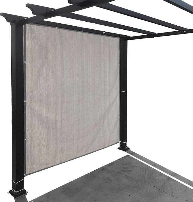 Alion Home Sun Shade Privacy Panel with Grommets and Hems on 4 Sides for Patio, Awning, Window, Pergola or Gazebo - Smoke Tan(12' W x 8' H)