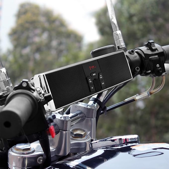 GoHawk Motorcycle Speakers Bluetooth Waterproof with LED Lights, AUX/FM Radio Stereo Sound System Built-in Amplifier, USB MP3 Music Player for Motorcycle, ATV