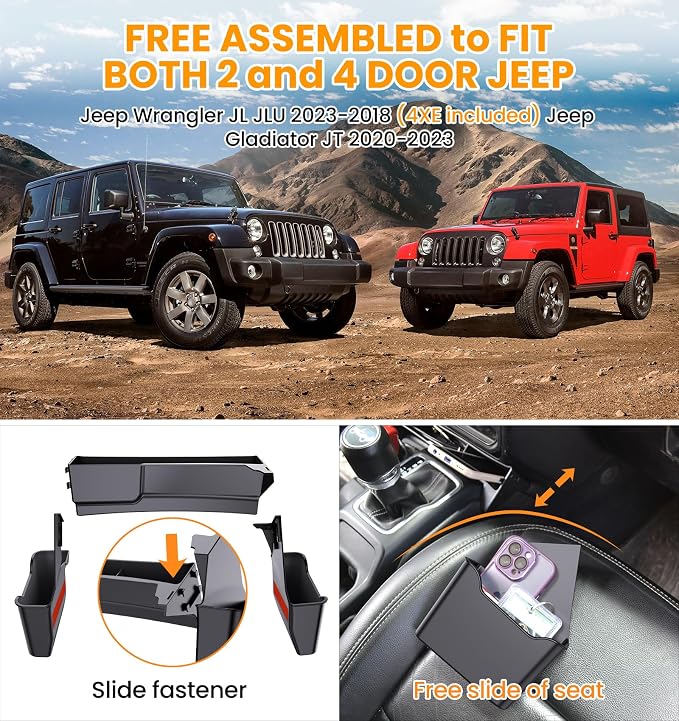 Eamplest Gear Shift Center Console Side Tray Organizer for Jeep Wrangler Bundle with Sun Visor Repair Kit