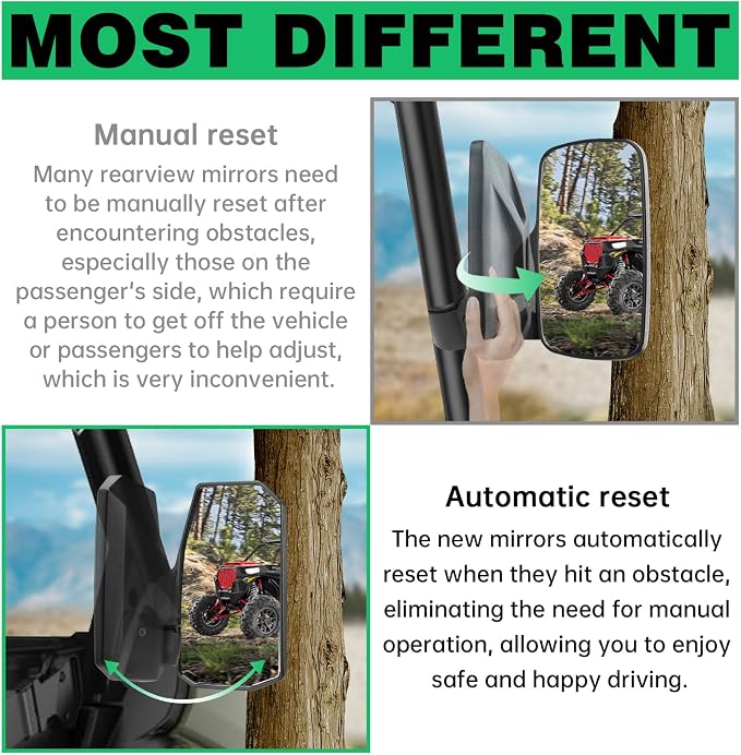 SHEJISI Defender Side Mirrors,The Spring Back Feature Allows Easy Reset After Fold,2024 New UTV Mirrors Compatible with Can Am Defender HD10 HD9 HD8 HD7 HD5,Suitable for No Door,Half Door,Full Door