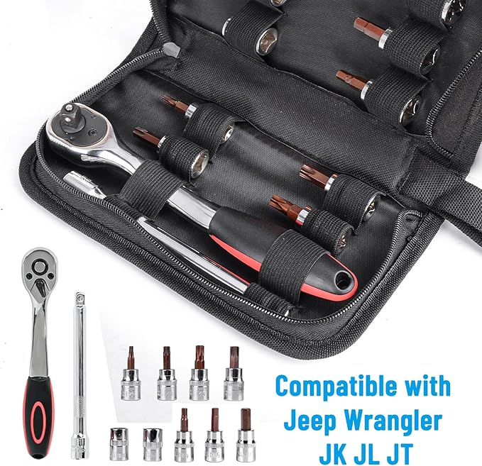 Z8 Tube Half Doors Removal Tool Kit Compatible with Jeep Wrangler JK JL Gladiator JT Bronco,Torx Tools Set Socket for Removal of Tubular Half Doors/Other Hardware Devices