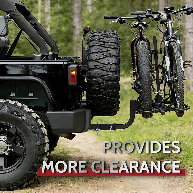 2 Inch Receiver Hitch Extender with 8 Inch Hitch Extension Length Provides More Clearance from Spare Tire and Tailgate