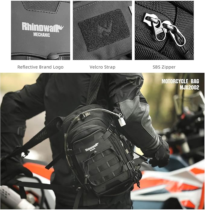 Rhinowalk Motorcycle Tank Bag Backpack Travel Luggage Separate Water Bag Duffel Bag with molle system fits most Adventure and Sport Motorcycle Frames