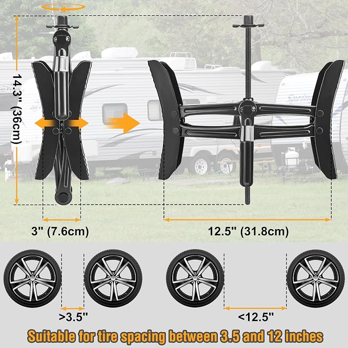 Lezcufer Camper Wheel Chock Stabilizer 2 Sets for RV Travel Trailer Heavy Duty X-Shaped RV Stabilizer Wheel Chock Anti-Move Tire Wheel Chock