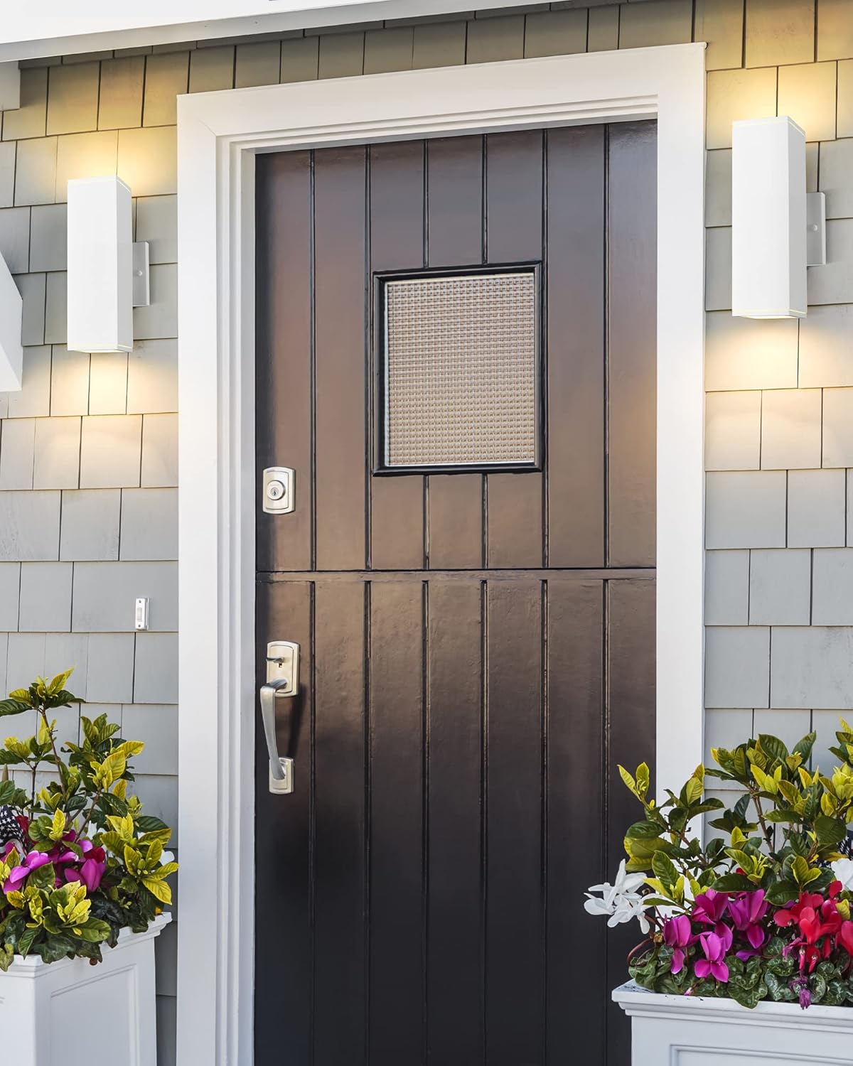 Ken & Ricky Outdoor Wall Lights, Modern Exterior Up and Down Wall Sconces, Square Porch Lights Outdoor Wall with Sanded White Finish - 2 Pack