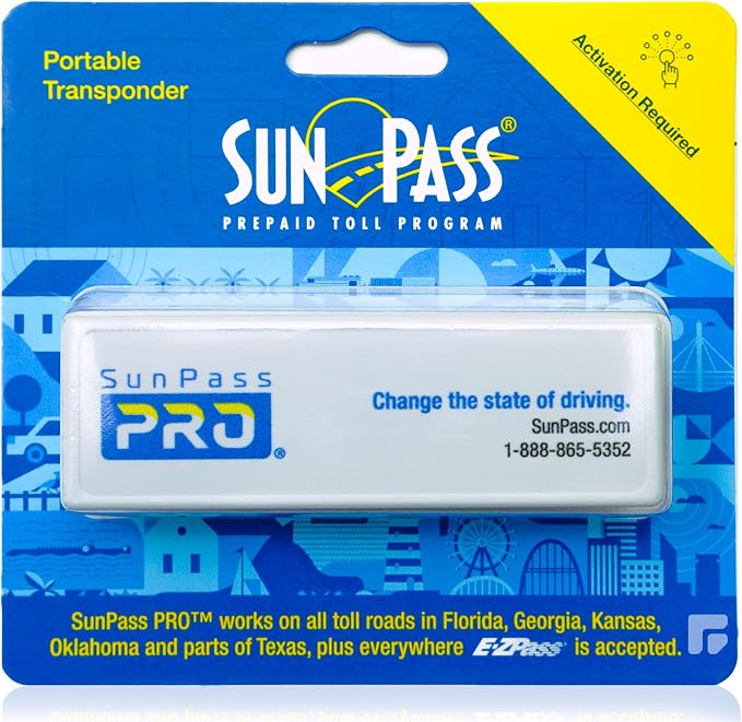 Sun Pass Pro Universal Toll Transponder – Prepaid Electronic Pass for Florida & 21 Additional States (PRO)