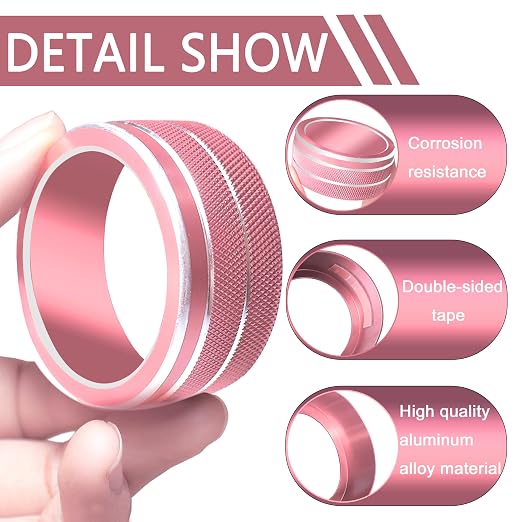 for Nissan Sentra 2025 2024 2020-2023 Accessories Knob Cover Set - Volume Tune Knob Covers, Air Conditioner, Air Vent Outlet Rings/Covers Push Start Stop Button Ring Trim for Sentra, 12Pcs (Pink)