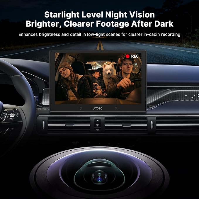 in-Cabin Camera, Rearward-Facing(Front-Cabin-Mounted) with AHD 1080p,30fps,Starlight Night Vision,135° Wide Angle,Loop Recording,Parking Mode,Only Compatible with V10 Series,AC-HN9CBV1
