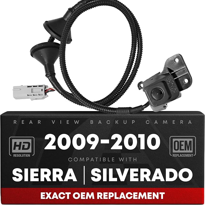 Rear View Backup Camera, Reverse Park Assist - Compatible with 2009-2010 Chevrolet Sierra 2500, 2009-2010 Chevrolet Sierra 3500, 2009-2010 Chevrolet Silverado 2500 and More - OEM 19367046, GM1960101