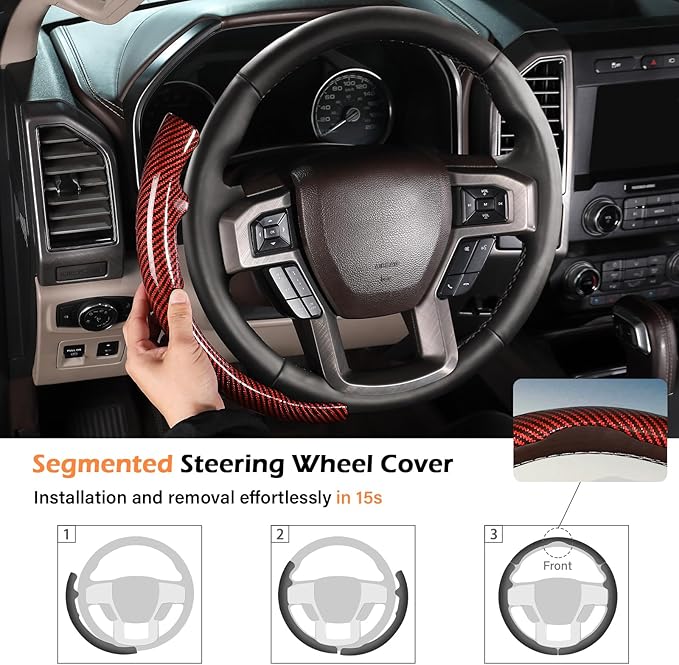 Steering Wheel Cover for Ford F150 2015-2020/F250 2017-2021/F350 2017-2021/F450 2017-2021/F550 2017-2021/Ford Expedition 2018-2021 Custom-fit Car Steering Wheel Cover for Ford Steering Wheel Protector