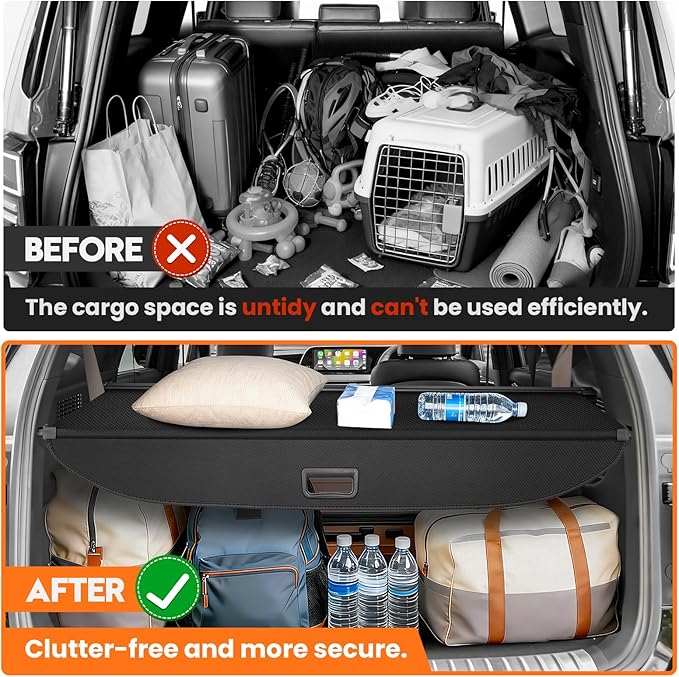Powerty Retractable Cargo Cover for 2020-2025 Hyundai Palisade, Carbon Fiber Texture Trunk Cover Privacy Screen Rear Security Shade for Palisade Accessories