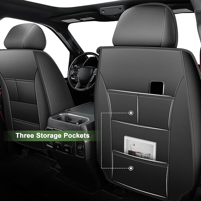 TTX LIGHTING Seat Covers Fit for Dodge RAM 2012-2025 2026: Compatible with RAM 1500 2500 3500 Crew Quad Regular Cab Front Pickup Truck Seat Covers(Curved Bench, 2PCS Front, Black & Grey)