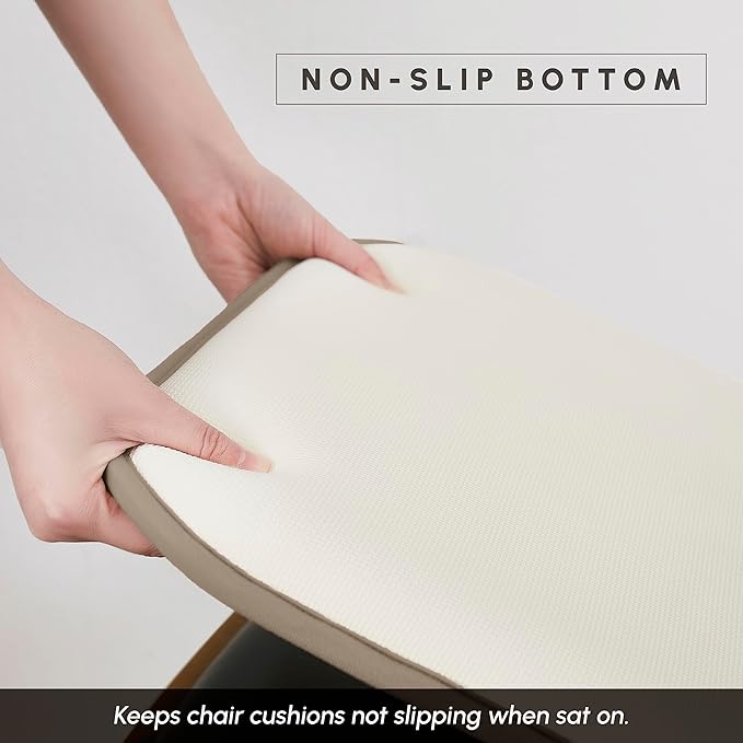 Elegant Comfort Chair Cushion Covers with Ties and Non Skid Rubber Backing-Thick Memory Foam - Soft Cushion Pad- Rounded Square Seat Cover- 16 x 16 Inches - Set of 2 Mosaic Textured Pattern, Taupe