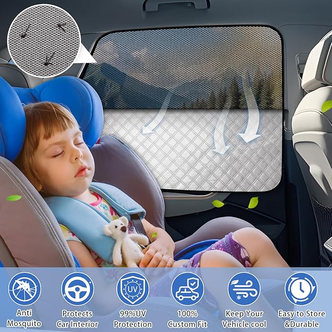 ZATOOTO Side Window Shade Cover for Toyota 4Runner 2017-Now, Double Layer Window Sunshade with Breathable Mesh Screen and Reversible Design Blackout Privacy Shade & UV Protection for Sleeping Camping