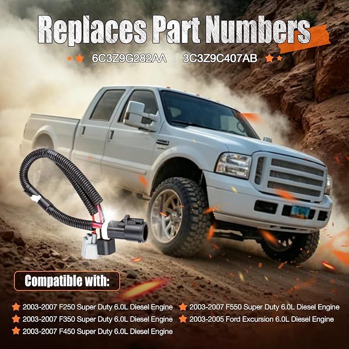 iFJF HFCM Fuel Pump Wiring Harness Compatible with Ford 6.0L Super Duty | F250-F550 Excursion Powerstroke V8, Common Rail System Guard, Heavy-Duty Fluoroelastomer Seals, Plug-and-Play Install