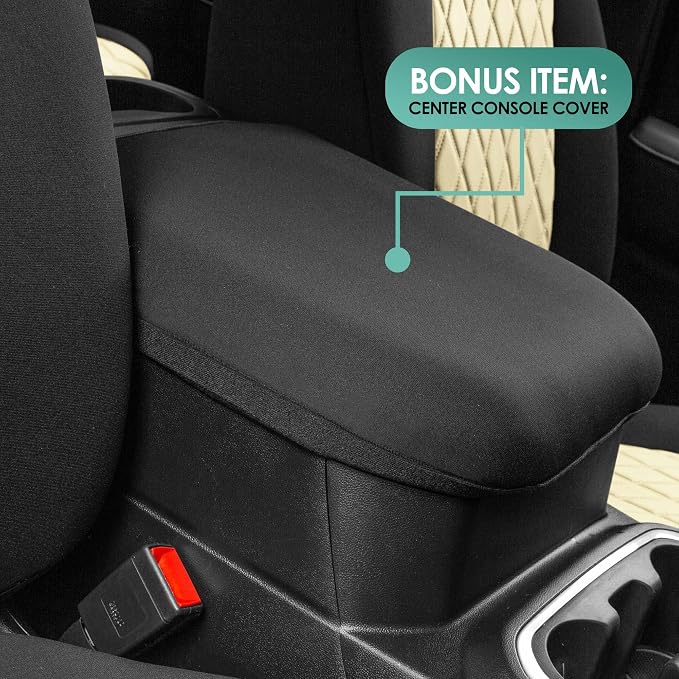 FH Group Custom Fit Car Seat Covers for 2019-2023 Chevrolet Silverado 1500 2500HD 3500HD RST | LTZ | HIGH COUNTRY Ultraflex Neoprene Water Resistant Automotive Seat Covers - Front Set Beige