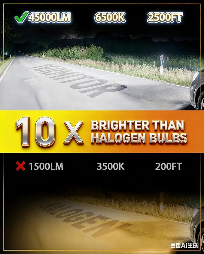 Termitor 2026 Latest H11 LED Bulbs, 1000% Brightness, CANBUS Ready No Flickering, Real 1:1 H9 Bulb Size, 70K+ Hours Lifespan, 6500K Cool White Driving & Fog Lights, Plug N Play, Pack of 2