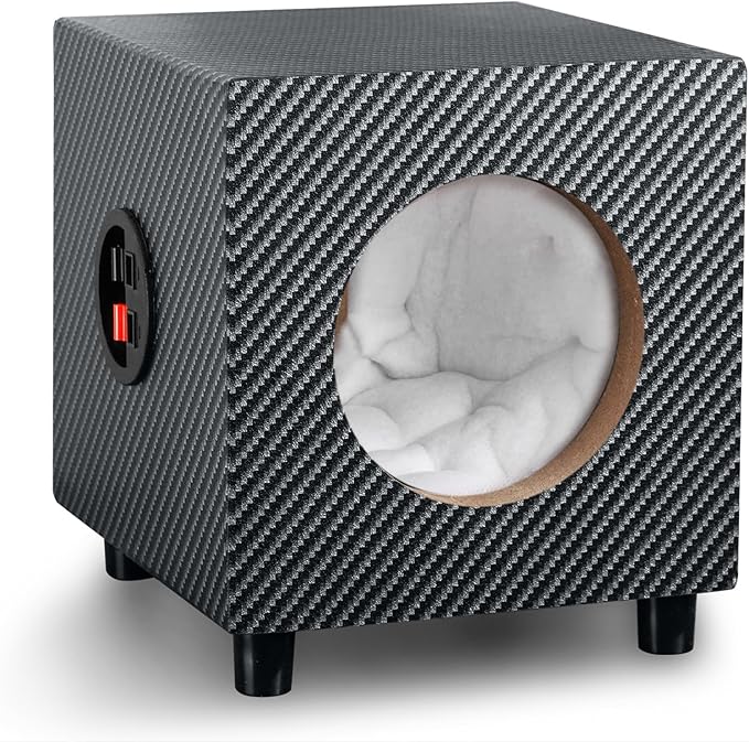 5" Wooden Speaker Enclosure, American Sound Connection Car Audio Empty Enclosure for Speakers to Enhance Sound & Bass, Ported Subwoofer Box w/Sound-Absorbing Cotton & Speaker Spikes Pad Mat