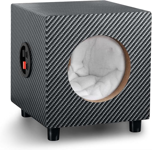 5" Wooden Speaker Enclosure, American Sound Connection Car Audio Empty Enclosure for Speakers to Enhance Sound & Bass, Ported Subwoofer Box w/Sound-Absorbing Cotton & Speaker Spikes Pad Mat