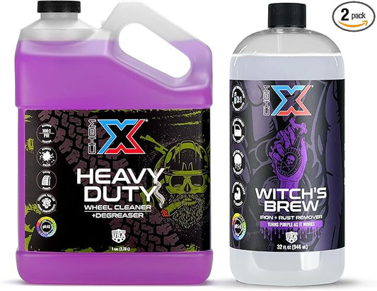 Chem-X Ultimate Wheel Decon Kit: Heavy Duty Wheel Cleaner (1g) + Witch's Brew: Iron + Rust Remover (32oz) - Color Changing - Removes Brake Dust & Iron Fallout