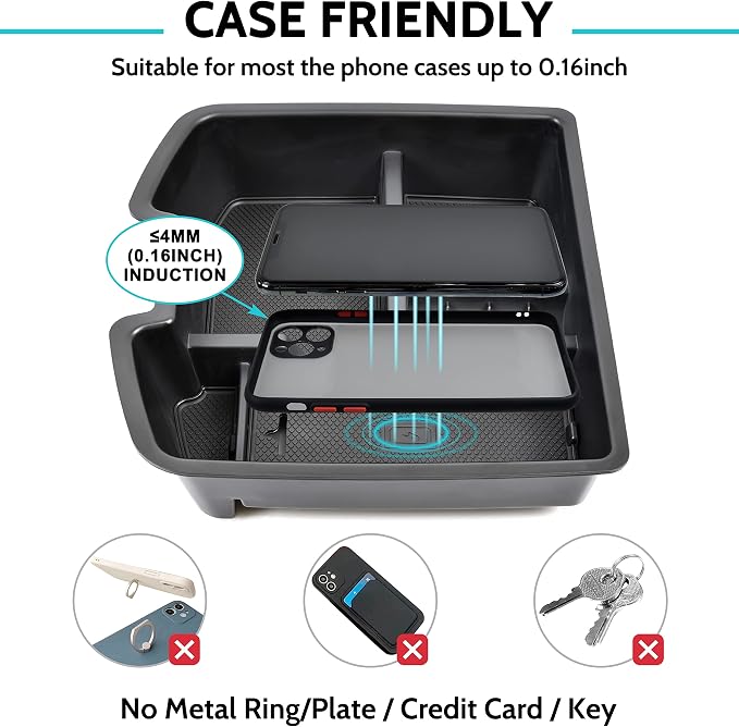 Wireless Charger for 2007-2014 Silverado/Sierra, Center Console Organizer Box for Chevy Silverado Avalanche Suburban Tahoe/GMC Sierra 2007 2008 2009 2010 2011 2012 2013 2014 Accessories
