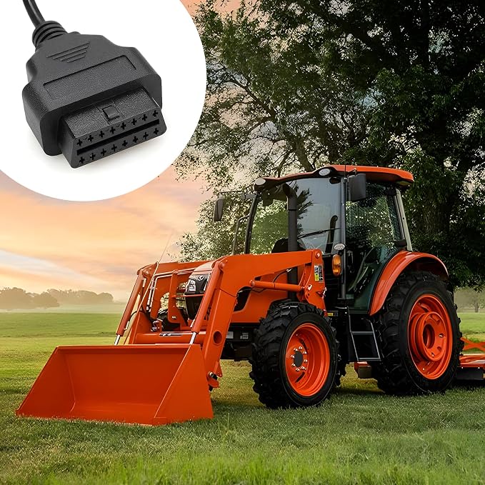 OBD2 Adapter Cable Compatible with Kubota Vehicles, 4 Pin to 16 Pin OBD1 to OBD2 Diagnostic Connector, Works with OBDII Scan Tools & Code Readers, Replace 3824-26