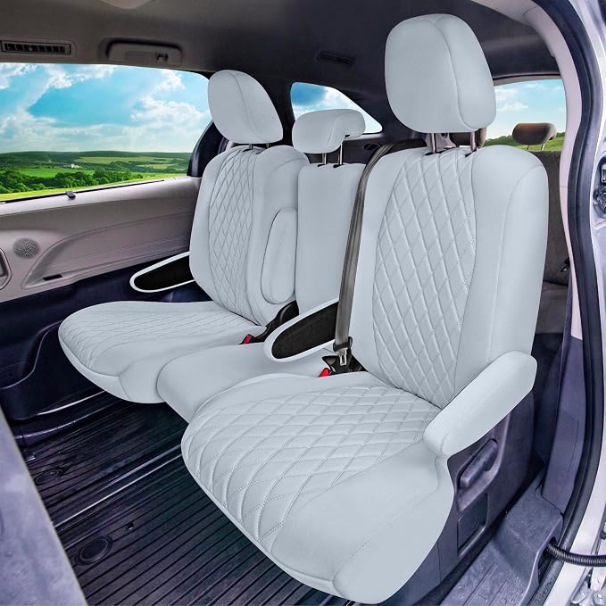 FH Group Custom Fit Car Seat Covers for Toyota Sienna 2011-2020, Car Seat Cover Full Set, 8 Seater Automotive Seat Covers in Solid Gray Neoprene, Waterproof and Washable Seat Covers