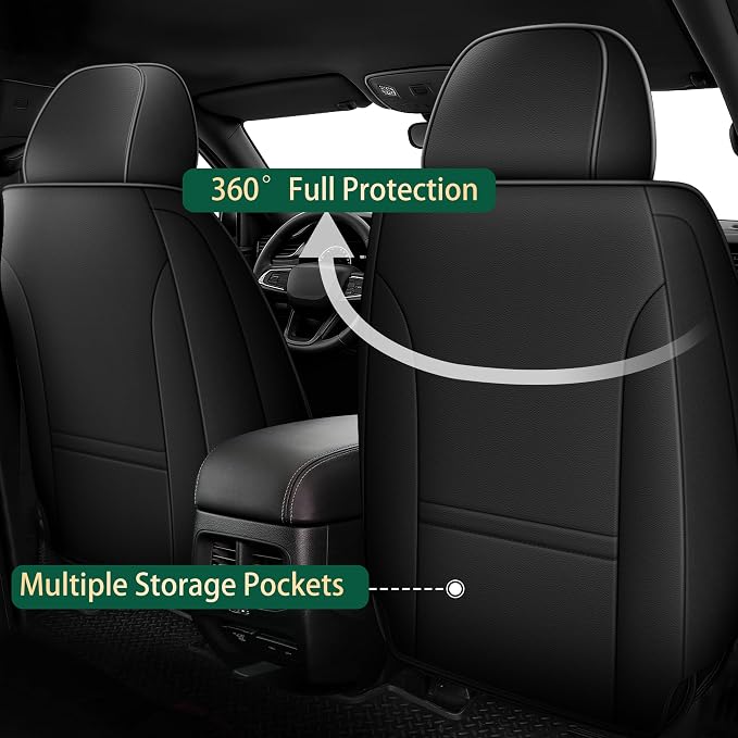 Car Seat Covers Fit for Jeep Renegade 2015-2023 Waterproof Leather Seat Covers Breathable and Comfortable All Weather Seat Covers (2 Front Set, Black & Grey)