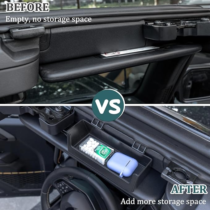 TOPINSTALL Sun Visor Sunglass Holder and 2-Layer Trays Compatible with 2025 Ford Bronco 4 Doors Automatic Transmission ONLY, Interior Organizer (Not for Manual Transmission & 2 Doors & Bronco Sport)